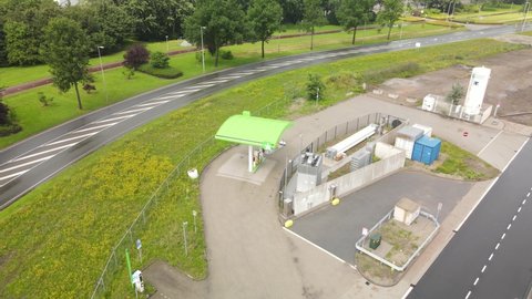 Amsterdam Westpoort, 11th of July 2021, The Netherlands. Hydrogen gas station car refueling station durable sustainable resources.