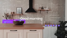 Smart home concept - modern kitchen with virtual interactive elements - Powered by Shutterstock - Get 15% off with code: PIKWIZARD15