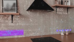 Smart home concept - modern kitchen with virtual interactive elements - Powered by Shutterstock - Get 15% off with code: PIKWIZARD15
