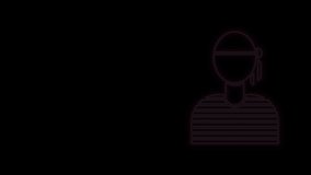 Glowing neon line Sailor captain icon isolated on black background. 4K Video motion graphic animation.