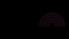 Glowing neon line Rainbow icon isolated on black background. 4K Video motion graphic animation.