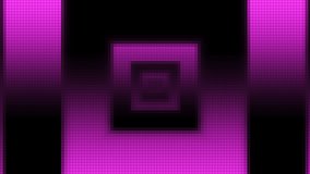Geometric Animated Pixelated Duo-toned Geometric Tunnel. Square Shaped Frames Flying In The Abstract Dark Mood Space. Clip Intro Or Wallpaper Seamless Loop Movement