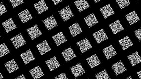 QR codes moving monochrome field on black background, science and technology concept. Animation. Small multicolored white squares with quick response code on black background background, seamless - Powered by Shutterstock - Get 15% off with code: PIKWIZARD15