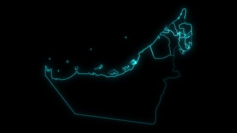 Animated Outline Map of United Arab Emirates with Emirates