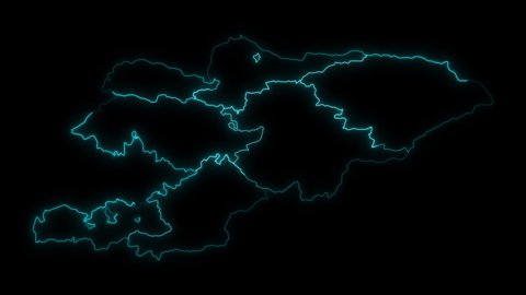Animated Outline Map of Kyrgyzstan with Regions