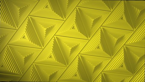 Yellow minimalism. A mosaic surface with moving black triangles. Abstract geometric background. Cells. Wave. Loop animation. 4K. 3d. Animation for a business presentation
