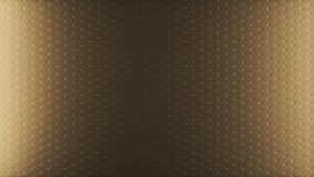 Golden Background in Seamless Looping 3d Animated. Colorful Contemporary Style of Dynamic Moving Gold Backdrop. Wavy Movement Stylish Metallic Fabric Shapes. Beautiful Futuristic Digital Polygon Mesh