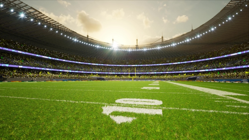 American football stadium with fans cloudy evening crowd waiting game clamping and waving flags  - Powered by Shutterstock - Get 15% off with code: PIKWIZARD15