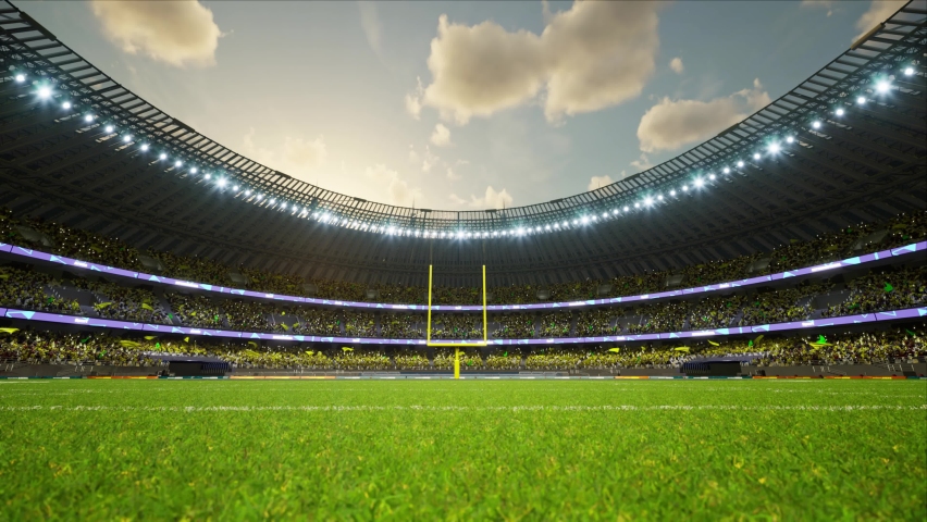 American football stadium with fans cloudy evening crowd waiting game clamping and waving flags  - Powered by Shutterstock - Get 15% off with code: PIKWIZARD15