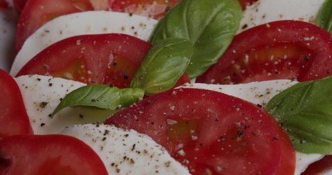 Italian Caprese Salad from the Chef in an Italian Restaurant. Close-up.