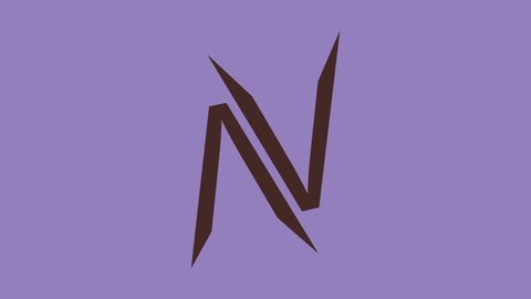 N letter design logo animation in medium gray purple color background