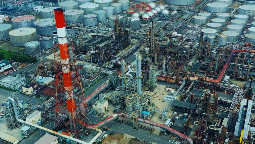 Modern industrial area aerial view.  Royalty-Free Stock Footage #1075882877