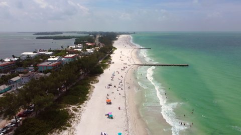 Aerial of the beach on Anna Maria Island in Florida