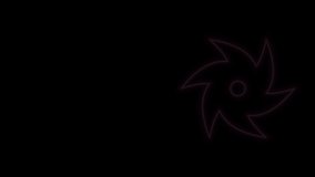 Glowing neon line Tornado icon isolated on black background. Cyclone, whirlwind, storm funnel, hurricane wind or twister weather icon. 4K Video motion graphic animation.