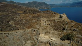 Monemvasia Greece  Aerial Drone Footage in 4k UHD above the peninsula Aerial Drone Shot.