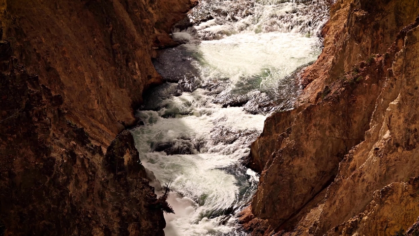Rapids in the Yellowstone River at the Grand Canyon of the Yellowstone in Yellowstone National Park, Wyoming.