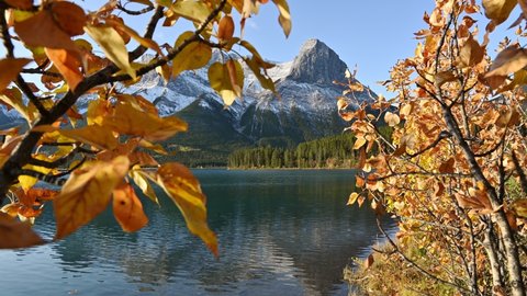 Rundle Forebay Reservoir Rocky Mountains Golden Stock Footage Video