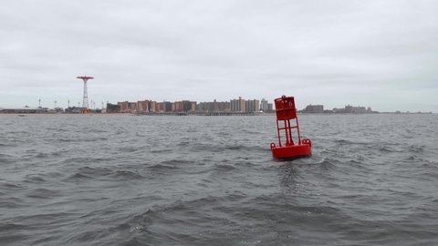 Coney Island Drone Buoy With View of Beach