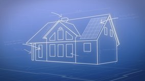 Draft of house put together. Blueprint, construction plan, home, wireframe 3D build sketch on blue background - Powered by Shutterstock - Get 15% off with code: PIKWIZARD15