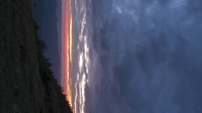 Beautiful sunrise in the Ukrainian carpathians in summer, 4k time lapse vertical video
