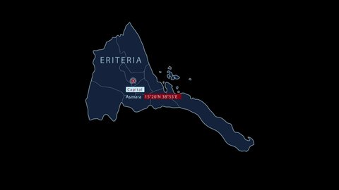 A stylized rendering of the Eritrea map conveying the modern digital age and its emphasis on global connectivity among people