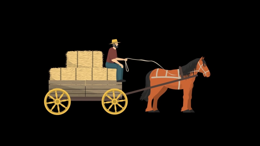 horse cart farm hay stock