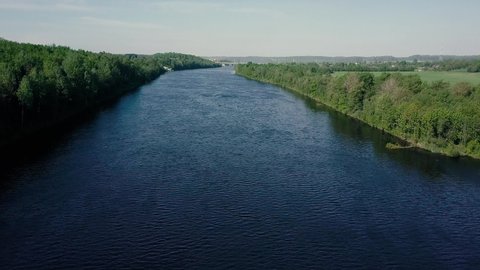 View of the River Western Dvina (Daugava) in Belarus. Aerial view. 