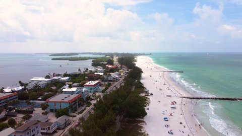 Aerial of the beach on Anna Maria Island in Florida