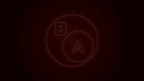 Glowing neon line Subsets, mathematics, a is subset of b icon isolated on black background. 4K Video motion graphic animation.