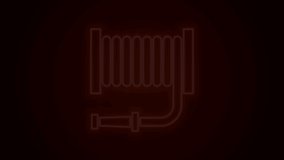 Glowing neon line Fire hose reel icon isolated on black background. 4K Video motion graphic animation.