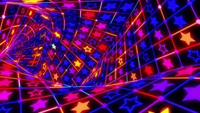 Stars Colorful Neon Tunnel Looped Video