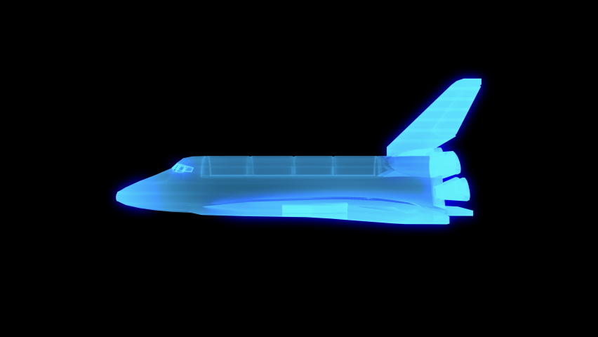 3D holographic space shuttle looping animation 