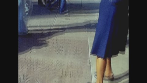 LOS ANGELES, USA CIRCA 1975: Walk of fame view in 70's