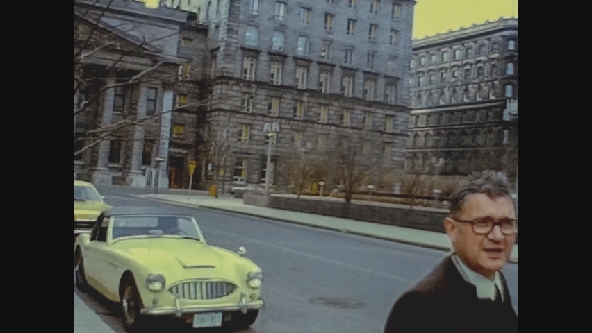 NEW YORK, USA 05 NOVEMBER 1975: New York streets view in the mid 70's, vintage footage digitalized in 4k
