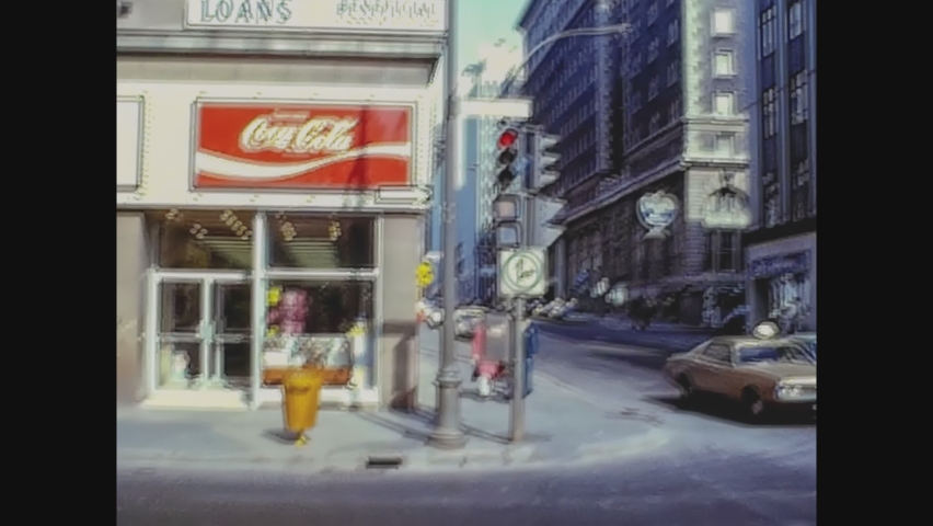 NEW YORK, USA 05 NOVEMBER 1975: New York streets view in the mid 70's, vintage footage digitalized in 4k