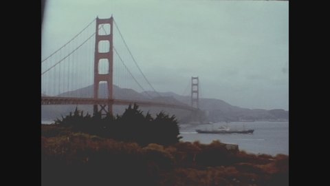 SAN FRANCISCO, USA OCTOBER 1972: Golden Gate Bridge view in 70's