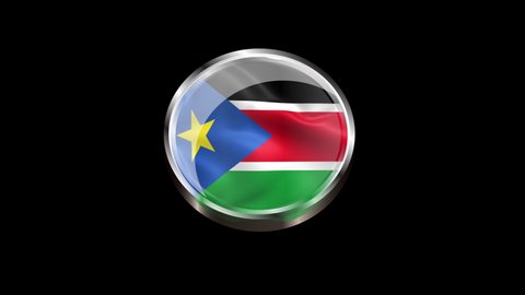 Waving South Sudan Flag Isolated on Transparent Background. 4K Ultra HD, Loop Motion Graphic Animation.