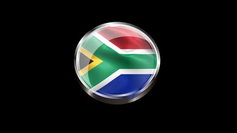 Waving South Africa Flag Isolated on Transparent Background. 4K Ultra HD, Loop Motion Graphic Animation.