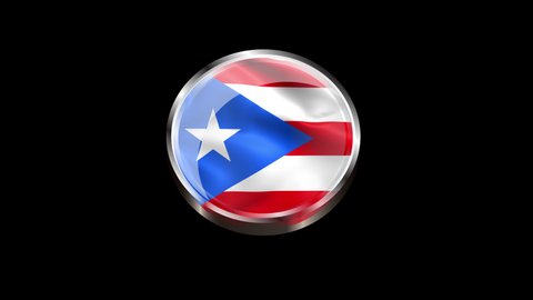 Waving Puerto Rico Flag Isolated on Transparent Background. 4K Ultra HD Prores 4444, Loop Motion Graphic Animation.