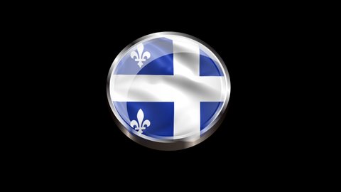 Waving Quebec Flag Isolated on Transparent Background. 4K Ultra HD Prores 4444, Loop Motion Graphic Animation.