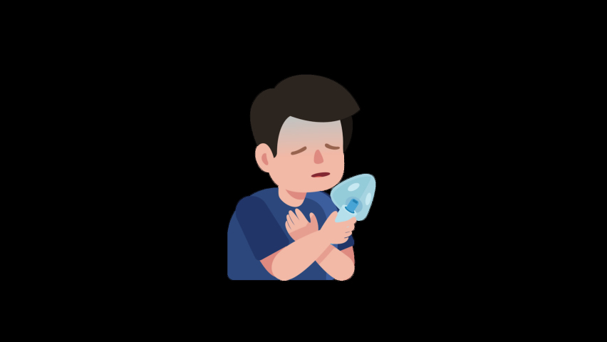 Man with Difficulty Breathing Flat Animated Icon. Covid 19 Coronavirus Concept Icon Isolated on Transparent Background. 4K Ultra HD Prores 4444, Loop Motion Graphic Animation. | Shutterstock HD Video #1076006975