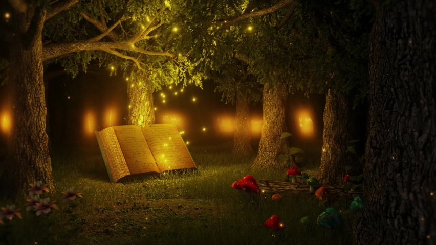 The Enchanted Forest of the Magic Book - Nature Landscape Loop Background Royalty-Free Stock Footage #1076015384