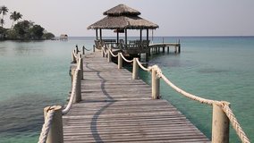 Video 1920x1080    Wooden pier on the beautiful tropical beach in island Koh Kood , Thailand