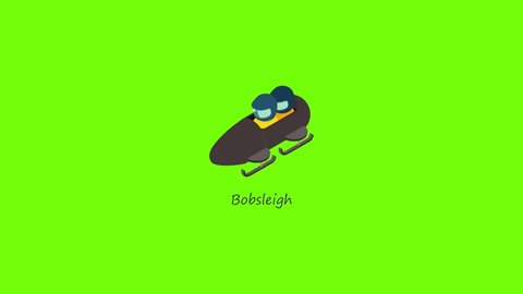 Bobsleigh icon animation cartoon object on green screen background