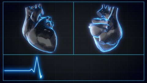 Medical futuristic vr hologram. Heart anatomy with futuristic interface. Hospital research. Futuristic hi-tech screen. Holographic medical application interface. 