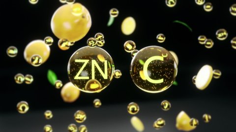 Lemon juice vitamins C zinc 3D animation