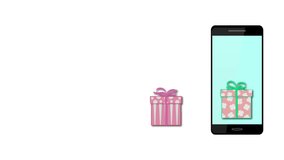 Online shopping. Smartphone and gift boxes. Animation on a white and transparent background. - Powered by Shutterstock - Get 15% off with code: PIKWIZARD15