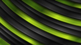 Contrast green and black curved stripes geometrical abstract motion background. Seamless looping. Video animation Ultra HD 4K 3840x2160