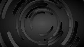 Black paper circular stripes abstract tech background. Geometry motion design. Seamless looping. Video animation Ultra HD 4K 3840x2160