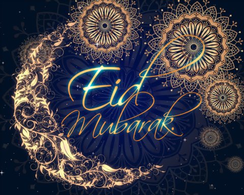 Eid Mubarak greetings design concept with moon,stars and madala element motion background for Eid-ul-fitr or Eid-ul-adha mubarak . HD Seamless loop animation
